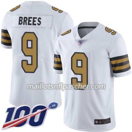 Maillot New Orleans Saints Drew Brees 9 Nike Blanc 100th - Homme